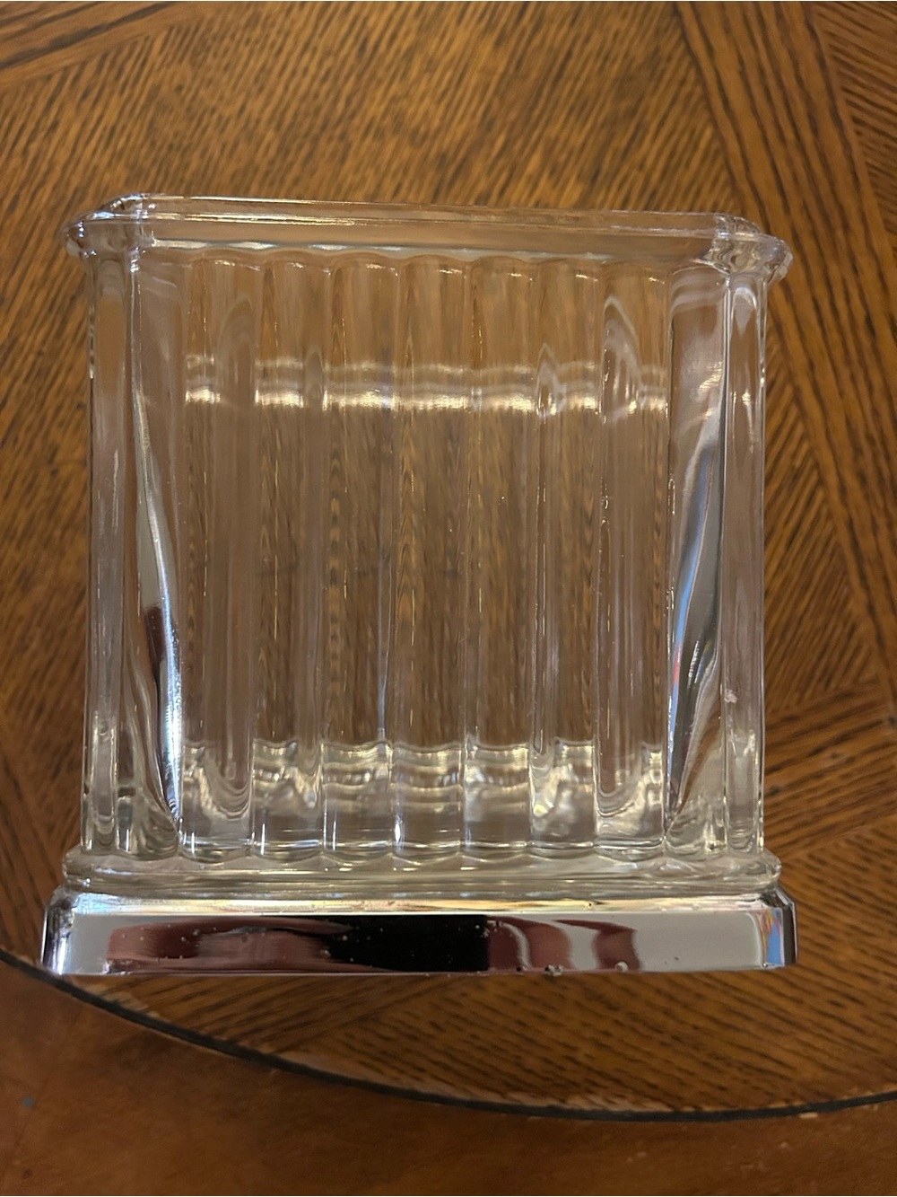 Ribbed Glass Tissue Box Cover with Chrome Base & Lid - Picture 7 of 12